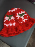 CROCHET CHERRY BUCKET HAT